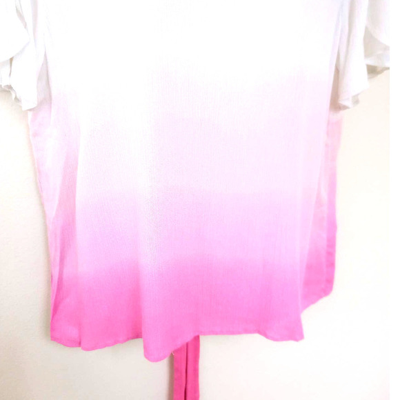 NWT Cato Pink Ombre Lace Collar Split Back Top - Picture 3 of 6